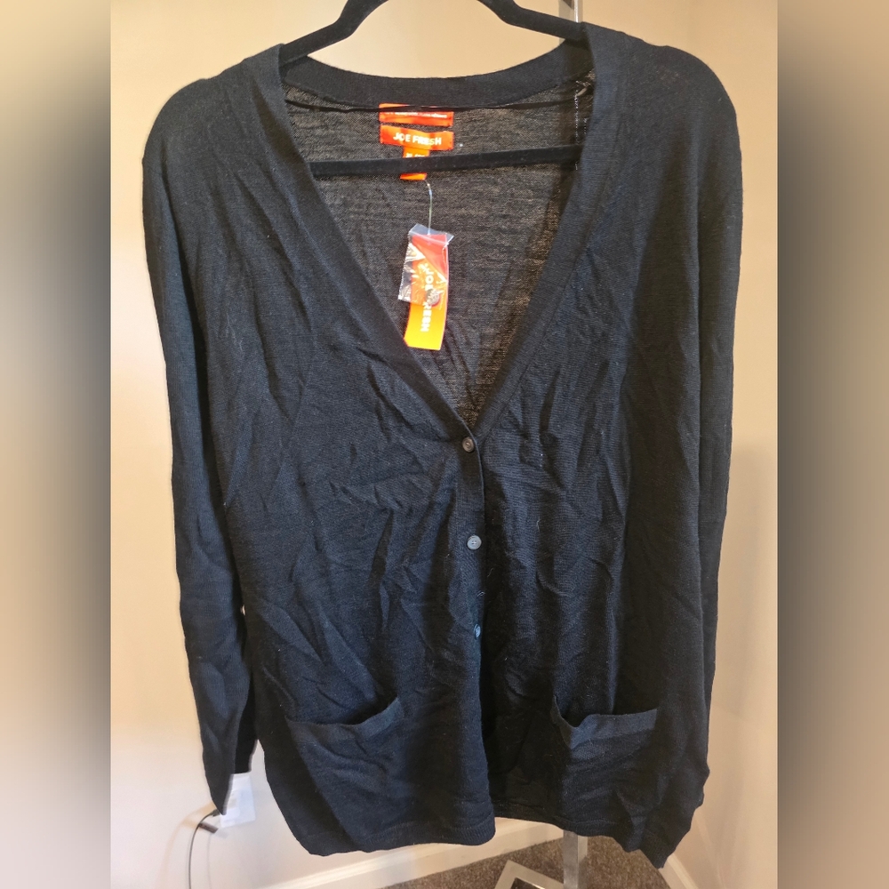 Joe Fresh 100% Merino Wool Black Button-Up Cardigan